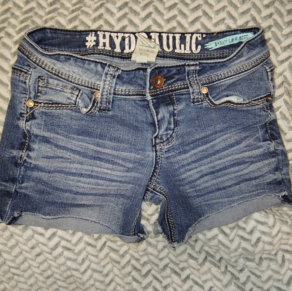 Hydraulic Junior's Girl's Distressed Blue Denim Shorts